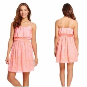 Lilly Pulitzer Target Giraffing Me Crazy Dress Orange Ruffle Dress Size XS